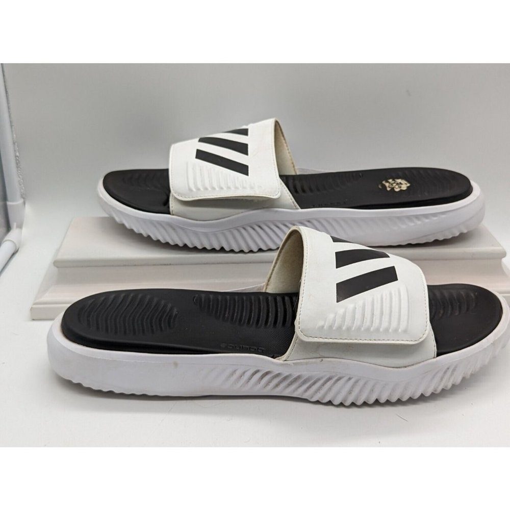 adidas Men's Alphabounce Slides - White Black FX1326 Basketball Slippers Sz 13